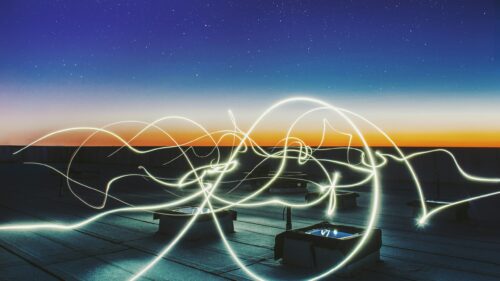 Light Painting Abstract Glow Sunset Landscape 4K Wallpaper