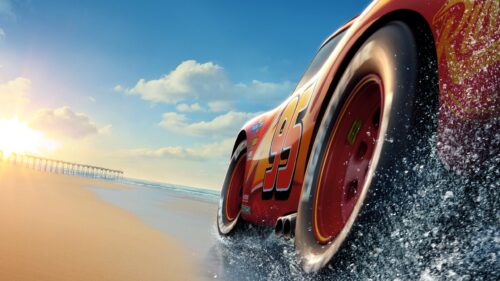 Hyper Realistic Luxury Sports Car Driving on Mountain Road Sunset 4K Desktop Wallpaper