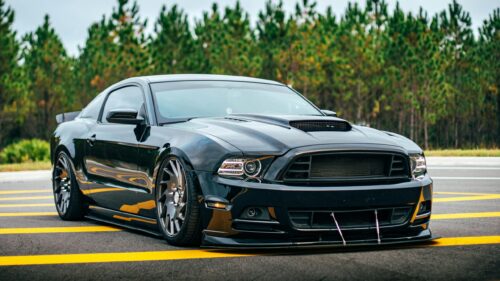 Modified Black Ford Mustang GT Sports Car 4K Wallpaper