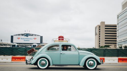 Vintage Light Blue Volkswagen Beetle Car Desktop Wallpaper