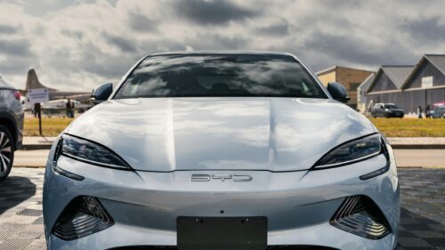 Silver BYD Seal Electric Sport Sedan Front View 4K Desktop Wallpaper