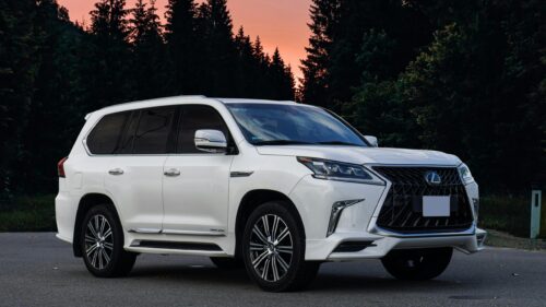 Lexus LX 570 White SUV in Twilight Forest 4K Wallpaper