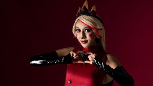 Cosplay Queen Charlie Morningstar from Hazbin Hotel PC Wallpaper