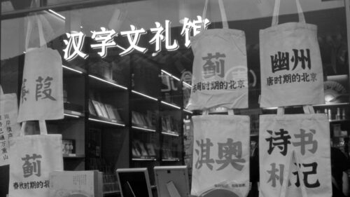 Black and White Chinese Calligraphy Culture Shop Window 4K Desktop Wallpaper