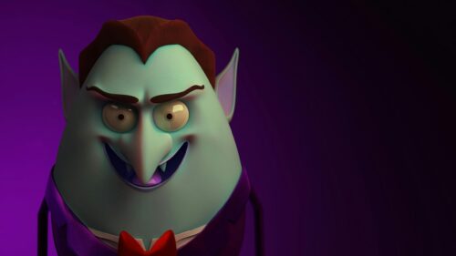 Funny Cartoon Vampire Character in Suit 4K Desktop Wallpaper