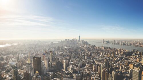 Breathtaking Panoramic View of New York City Skyline 4K Wallpaper