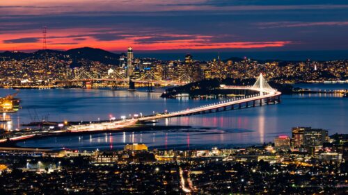 San Francisco Bay Bridge Night Cityscape 4K Wallpaper