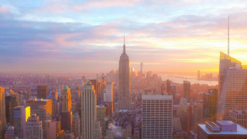 Breathtaking New York City Sunset Skyline 4K Desktop Wallpaper