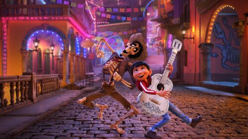 Vibrant Pixar Coco Land of the Dead Colorful Celebration 4K Desktop Wallpaper