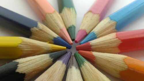 Colorful Pencil Tips in a Circle Pattern Desktop Wallpaper