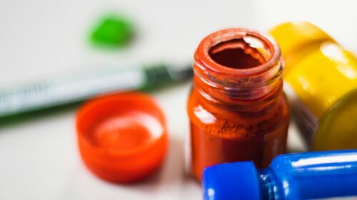 Vibrant Colorful Art Paint Bottles Close Up 4K Desktop Wallpaper