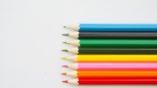 Vibrant Rainbow Colored Pencils Minimalist Art 4K Wallpaper