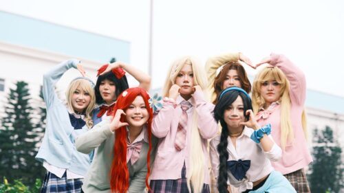 Group of Friends Cosplaying Anime Characters Desktop Wallpaper