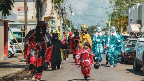 Vibrant Dominican Carnival Diablo Cojuelo Parade Desktop Wallpaper
