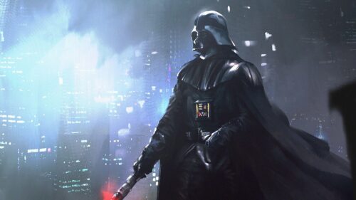 Epic Darth Vader Standing in the Dark Side Sith Temple 4K Desktop Wallpaper