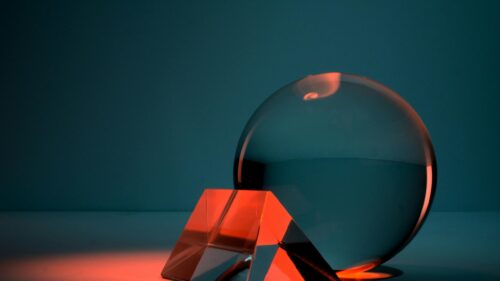 Abstract Glass Sphere and Prism Red Light 4K Wallpaper