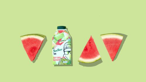 Watermelon Slices and Juice Carton Summer Minimalist Desktop Wallpaper