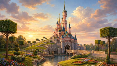 Enchanting Disney Castle Magic Landscape High Definition 4K Wallpaper