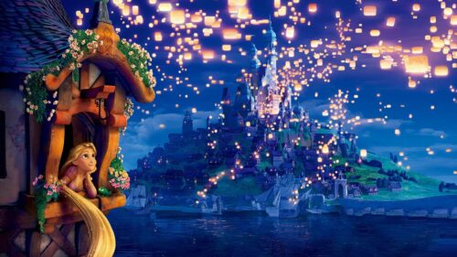 Magical Disney Castle Enchanted Sunset Aesthetic 4K Desktop Wallpaper
