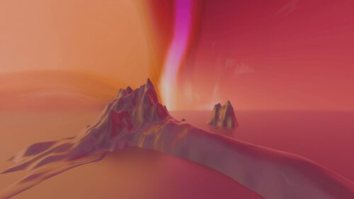 Ethereal Alien Mountain Landscape with Vibrant Nebula Skies 4K Wallpaper