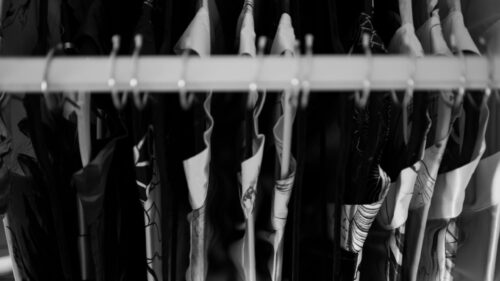 Minimalist Black and White Fashion Closet Rack Desktop Wallpaper
