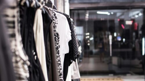 Fashion Boutique Clothing Rack Close-up Desktop Wallpaper