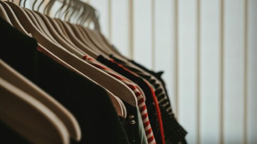 Minimalist Closet Clothes Hangers Aesthetic 4K Desktop Wallpaper