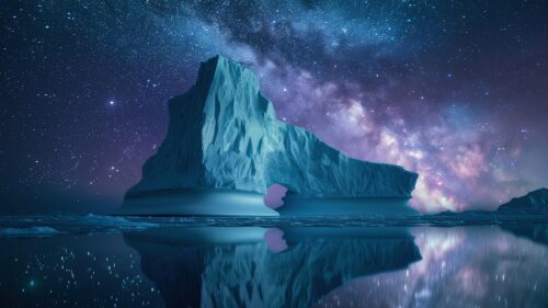 Breathtaking Frozen Winter Landscape with Icy Mountains and Crystal Blue Glaciers 4K Desktop Wallpaper