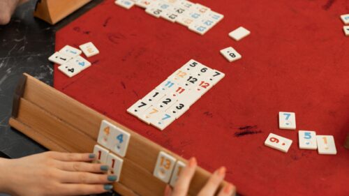 Okey Game Table Top View with Rummy Tiles 4K Desktop Wallpaper
