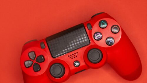 Red PlayStation DualShock 4 Controller Gaming Desktop Wallpaper
