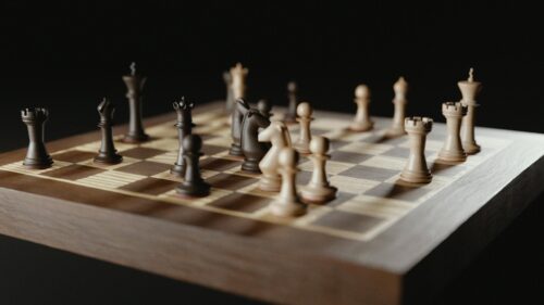 Elegant Wooden Chess Set Cinematic Close Up 4K Wallpaper