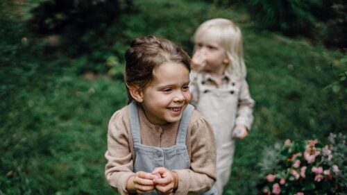 Happy Children Playing in Garden Joyful Kids 4K Desktop Wallpaper