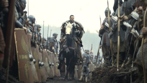 Epic Cinematic Gladiator Warrior Standing in Ancient Colosseum Arena 4K Desktop Wallpaper