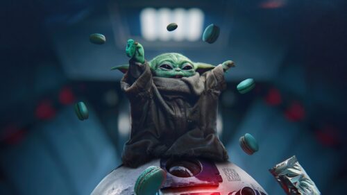 Cute Grogu Star Wars The Mandalorian Exploring the Galaxy 4K Desktop Wallpaper