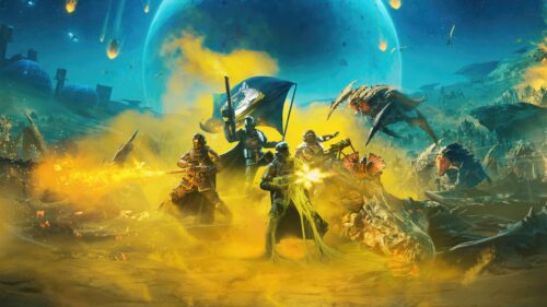 Helldivers 2 Cinematic Battle Scene 4K Gaming Wallpaper for Desktop PC
