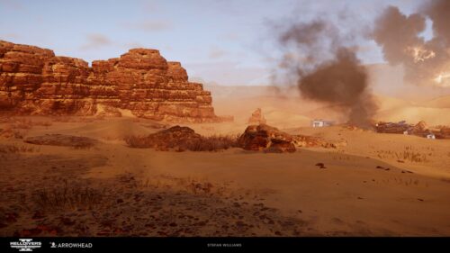 Helldivers 2 Cinematic Battle Scene 4K Gaming Wallpaper for Desktop PC