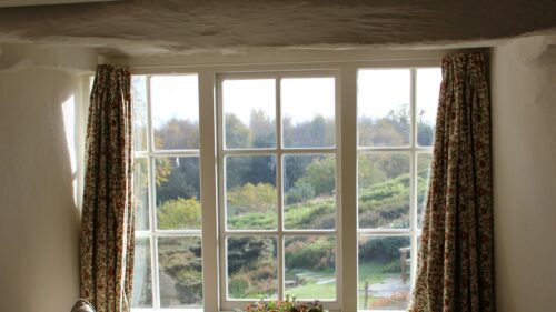 Cozy Country House Window View with Autumn Garden 4K Wallpaper
