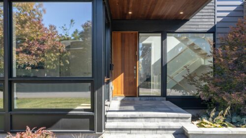 Modern Wood Front Door Entrance Architectural PC Wallpaper