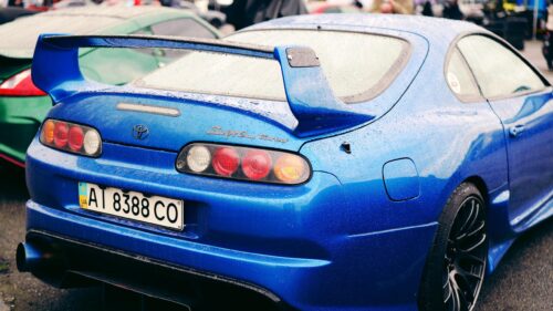 Stunning Blue Toyota Supra MK4 Rear View 4K Desktop Wallpaper