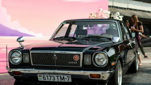Vintage Black Toyota Mark II JDM Classic Car 4K Wallpaper