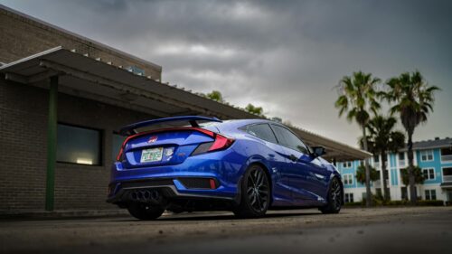Blue Honda Civic Si Coupe Rain Drops 4K Wallpaper