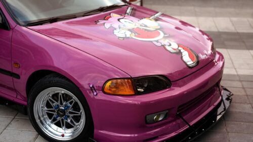 Custom Purple JDM Honda Civic with Amy Rose Art 4K Wallpaper