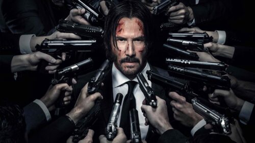 John Wick Keanu Reeves Cinematic Action Pose High Resolution 4K Desktop Wallpaper