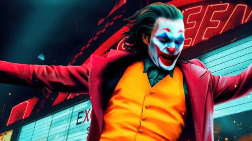 Intense Cinematic Joker Portrait Dark Aesthetic 4K Desktop Wallpaper
