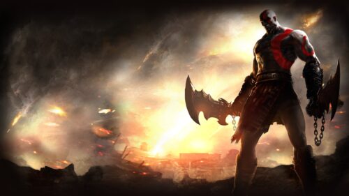 Kratos God of War Epic Battle 4K Desktop Gaming Wallpaper – High Resolution PC Background