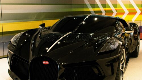 Black Bugatti La Voiture Noire Front View 4K Wallpaper