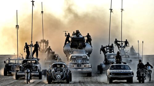 Mad Max Fury Road Post Apocalyptic Desert Car Chase 4K Desktop Wallpaper