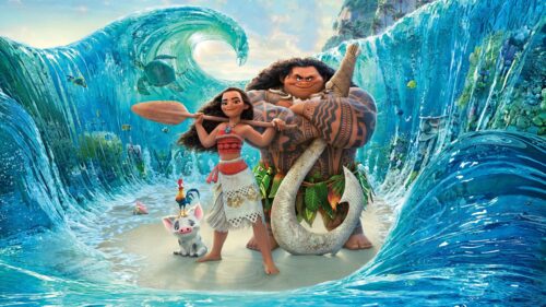Stunning Moana Sailing Across the Sparkling Ocean Sunset High Definition Desktop Wallpaper