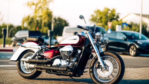 Classic Burgundy and White Honda Cruiser Motorcycle 4K Wallpaper