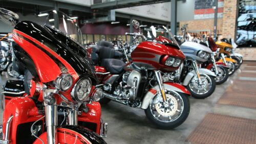 Stunning Row of Harley-Davidson Touring Motorcycles 4K Desktop Wallpaper